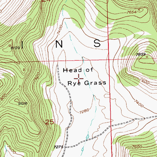 Topographic Map of Head of Rye Grass, UT