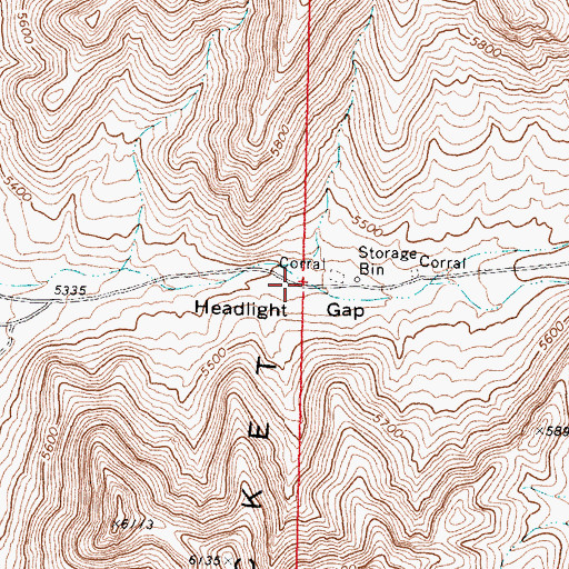 Topographic Map of Headlight Gap, UT