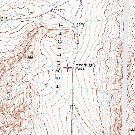 Topographic Map of Headlight Pass, UT