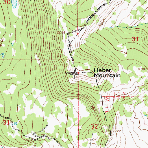 Topographic Map of Heber Mountain, UT