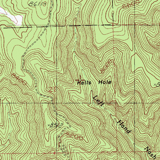 Topographic Map of Hells Hole, UT