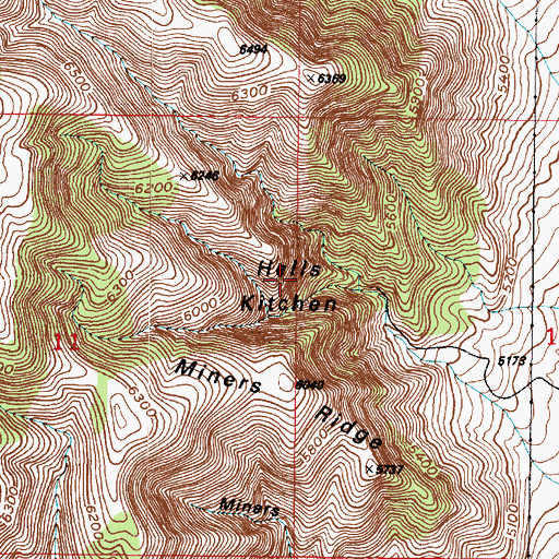 Topographic Map of Hells Kitchen, UT
