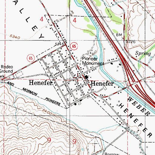 Topographic Map of Henefer, UT