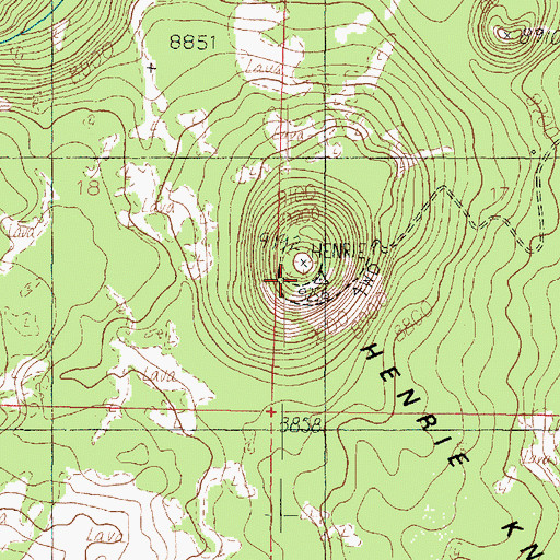 Topographic Map of Henrie Knolls, UT