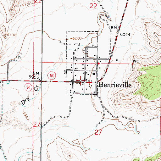 Topographic Map of Henrieville, UT