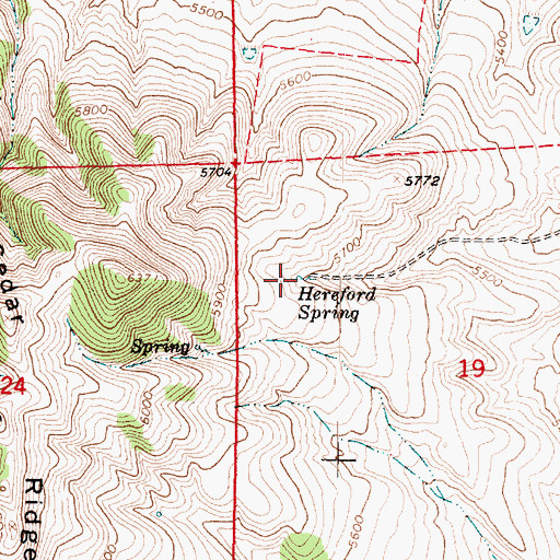 Topographic Map of Hereford Spring, UT