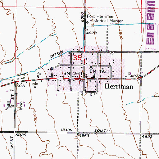Topographic Map of Herriman, UT