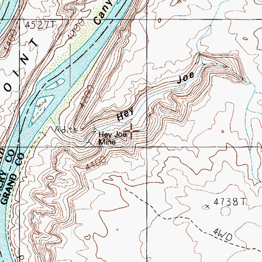Topographic Map of Hey Joe Mine, UT
