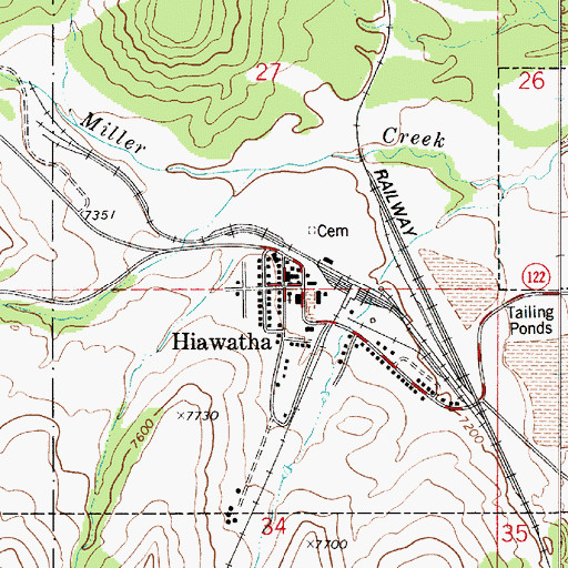 Topographic Map of Hiawatha, UT