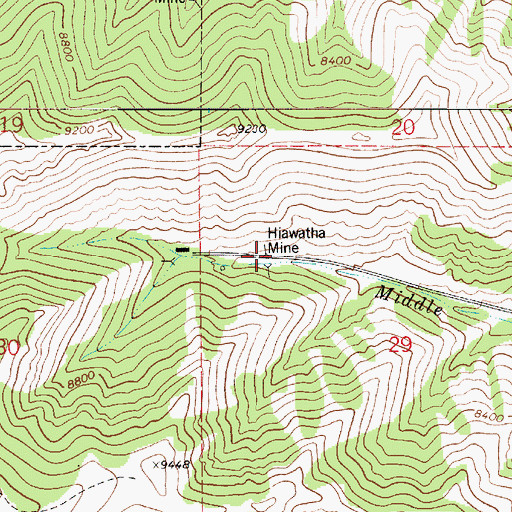 Topographic Map of Hiawatha Mine, UT