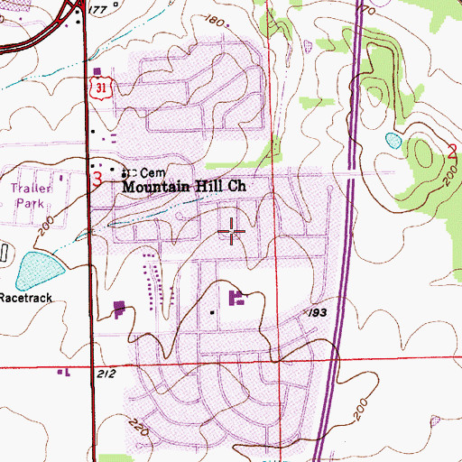 Topographic Map of Southlawn, AL