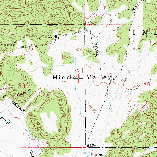 Topographic Map of Hidden Valley, UT