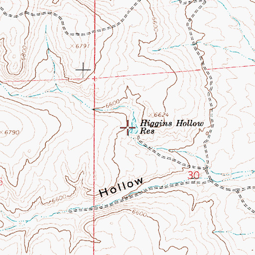 Topographic Map of Higgins Hollow Reservoir, UT