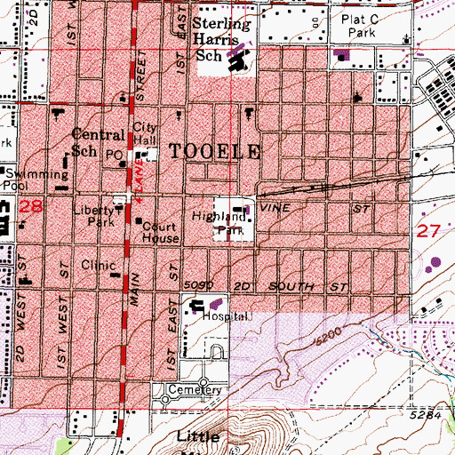 Topographic Map of Highland Park, UT