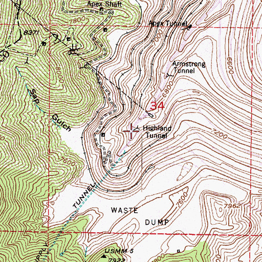 Topographic Map of Highland Tunnel, UT