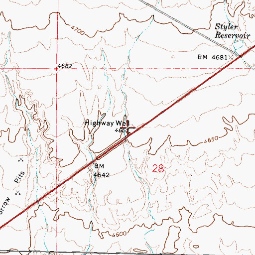 Topographic Map of Highway Well, UT