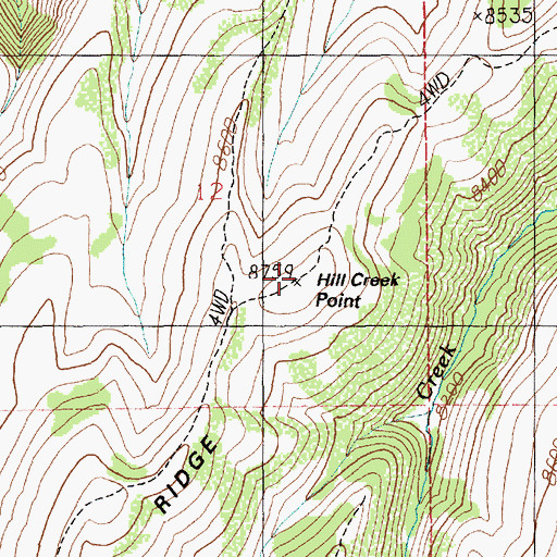 Topographic Map of Hill Creek Point, UT