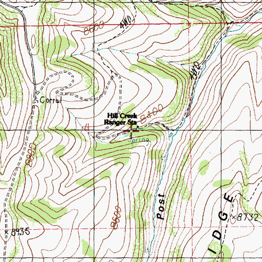 Topographic Map of Hill Creek Ranger Station, UT