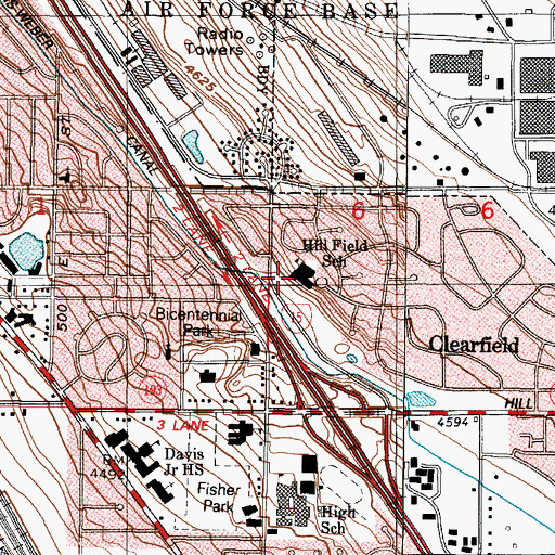 Topographic Map of Hill Field Elementary School, UT