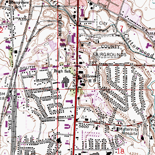 Topographic Map of Hillcrest Junior High School, UT