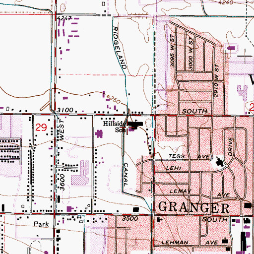 Topographic Map of Hillsdale Elementary School, UT