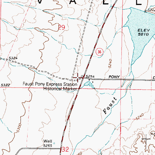 Topographic Map of Historical Marker Faust Pony Express Station, UT