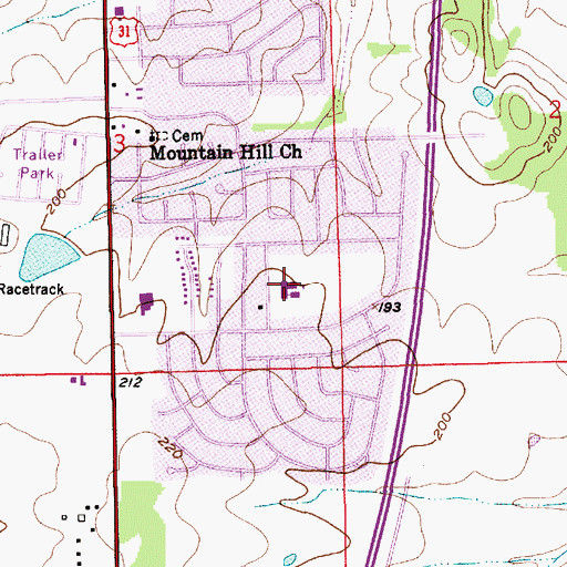 Topographic Map of Southlawn Elementary School, AL