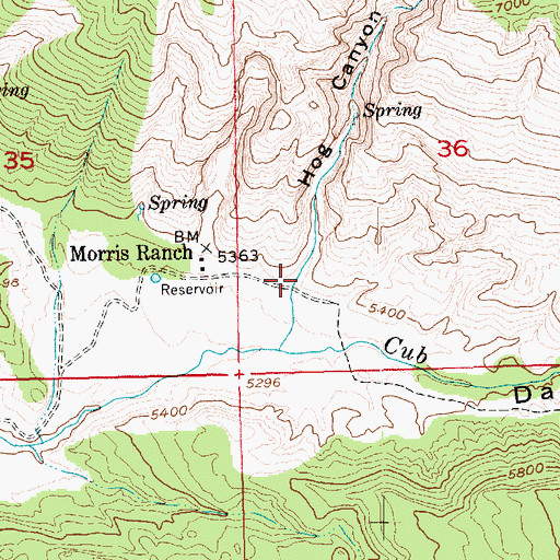 Topographic Map of Hog Canyon, UT