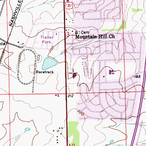 Topographic Map of Southlawn Shopping Center, AL