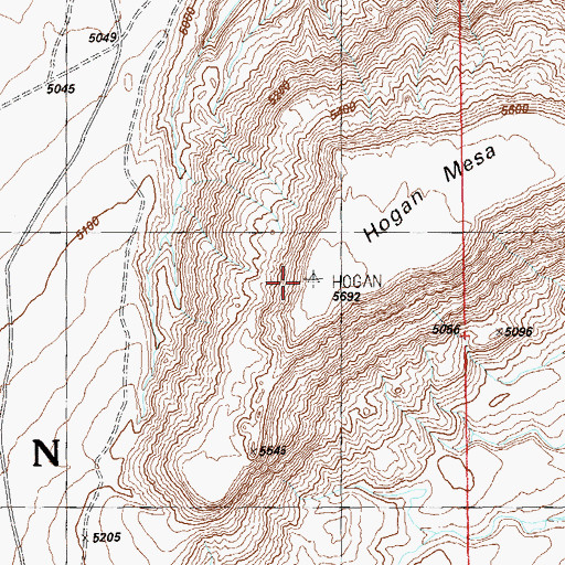 Topographic Map of Hogan Mesa, UT