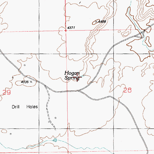Topographic Map of Hogan Spring, UT