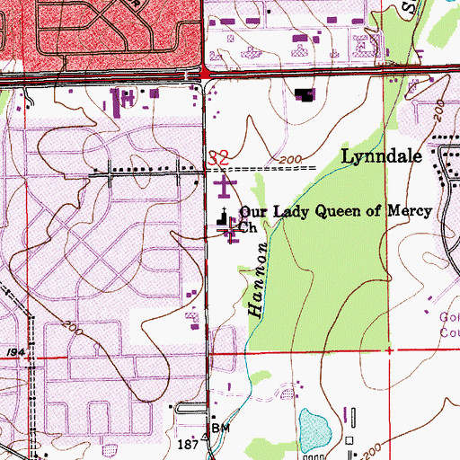 Topographic Map of Southside Baptist Church, AL