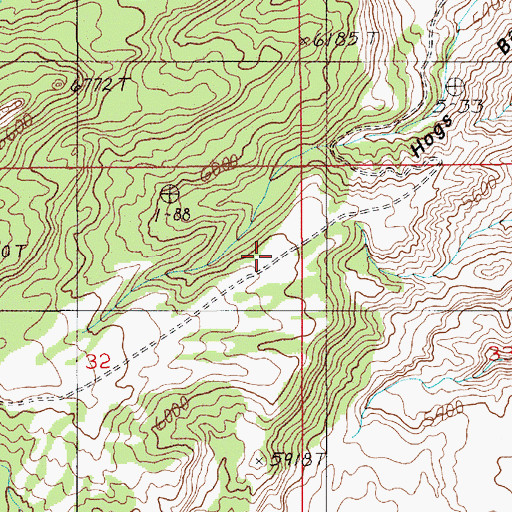 Topographic Map of Hogs Back, UT