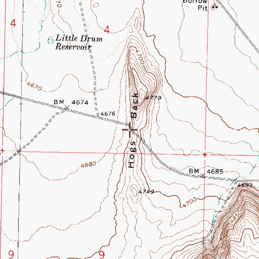 Topographic Map of Hogs Back, UT