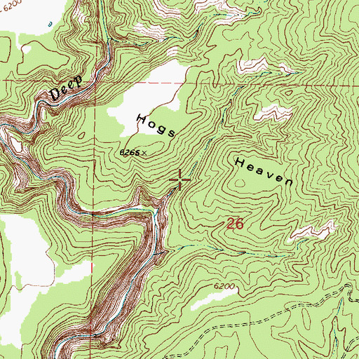 Topographic Map of Hogs Heaven, UT