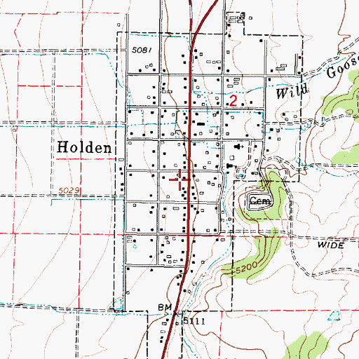 Topographic Map of Holden, UT