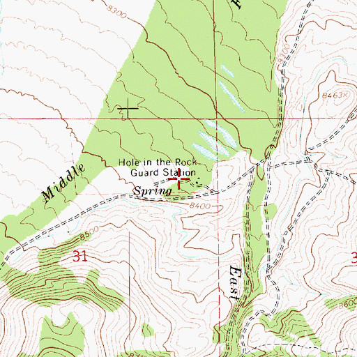 Topographic Map of Hole in the Rock Guard Station, UT