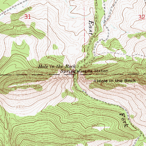 Topographic Map of Hole in the Rock Spring, UT
