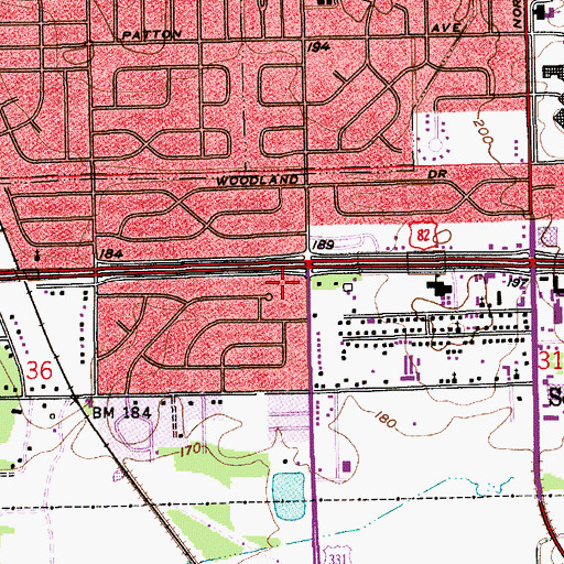 Topographic Map of Southside Shopping Center, AL