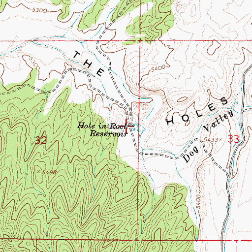 Topographic Map of Hole in Rock Reservoir, UT