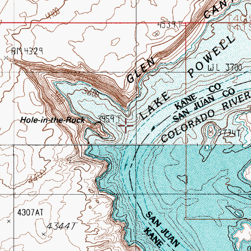 Topographic Map of Hole-in-the-Rock, UT