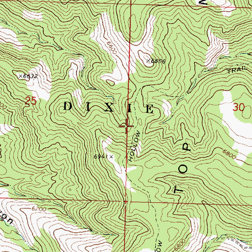 Topographic Map of Hollow Trail, UT