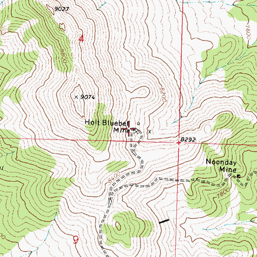 Topographic Map of Holt Bluebell Mine, UT