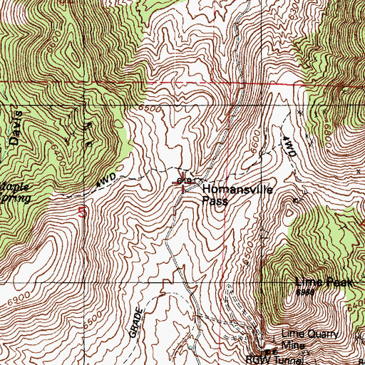 Topographic Map of Homansville Pass, UT