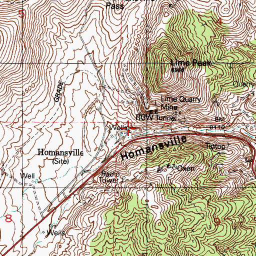 Topographic Map of Homansville Shaft, UT