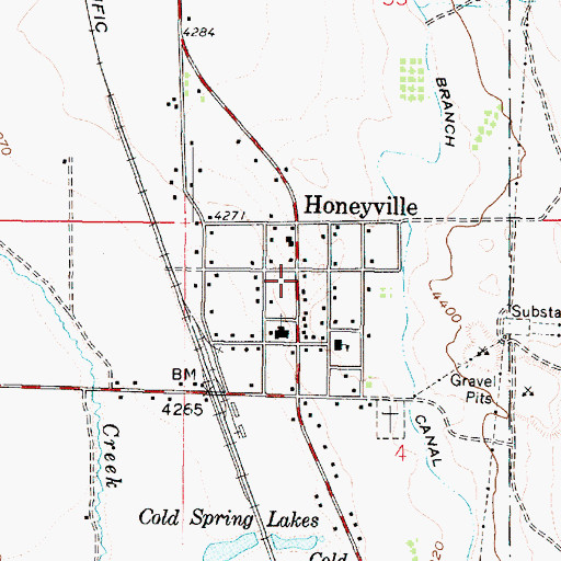 Topographic Map of Honeyville, UT