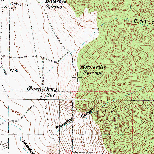 Topographic Map of Honeyville Springs, UT