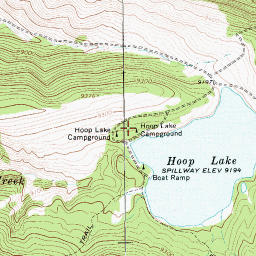 Topographic Map of Hoop Lake Campground, UT