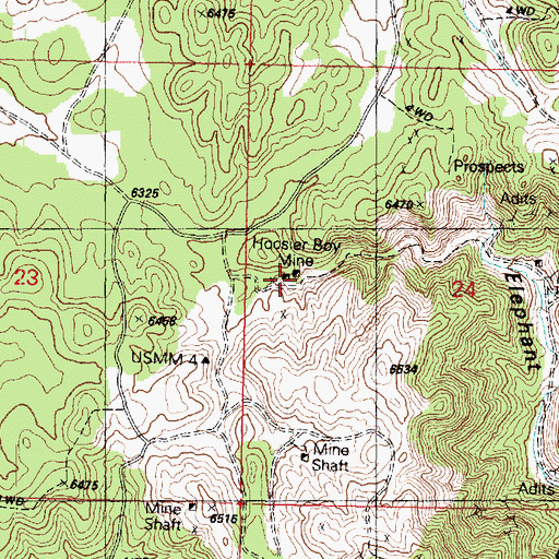 Topographic Map of Hoosier Boy Mine, UT