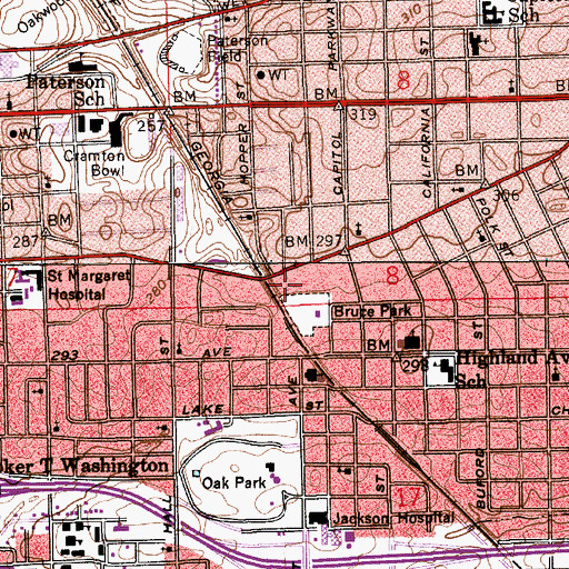Topographic Map of Starke University School, AL